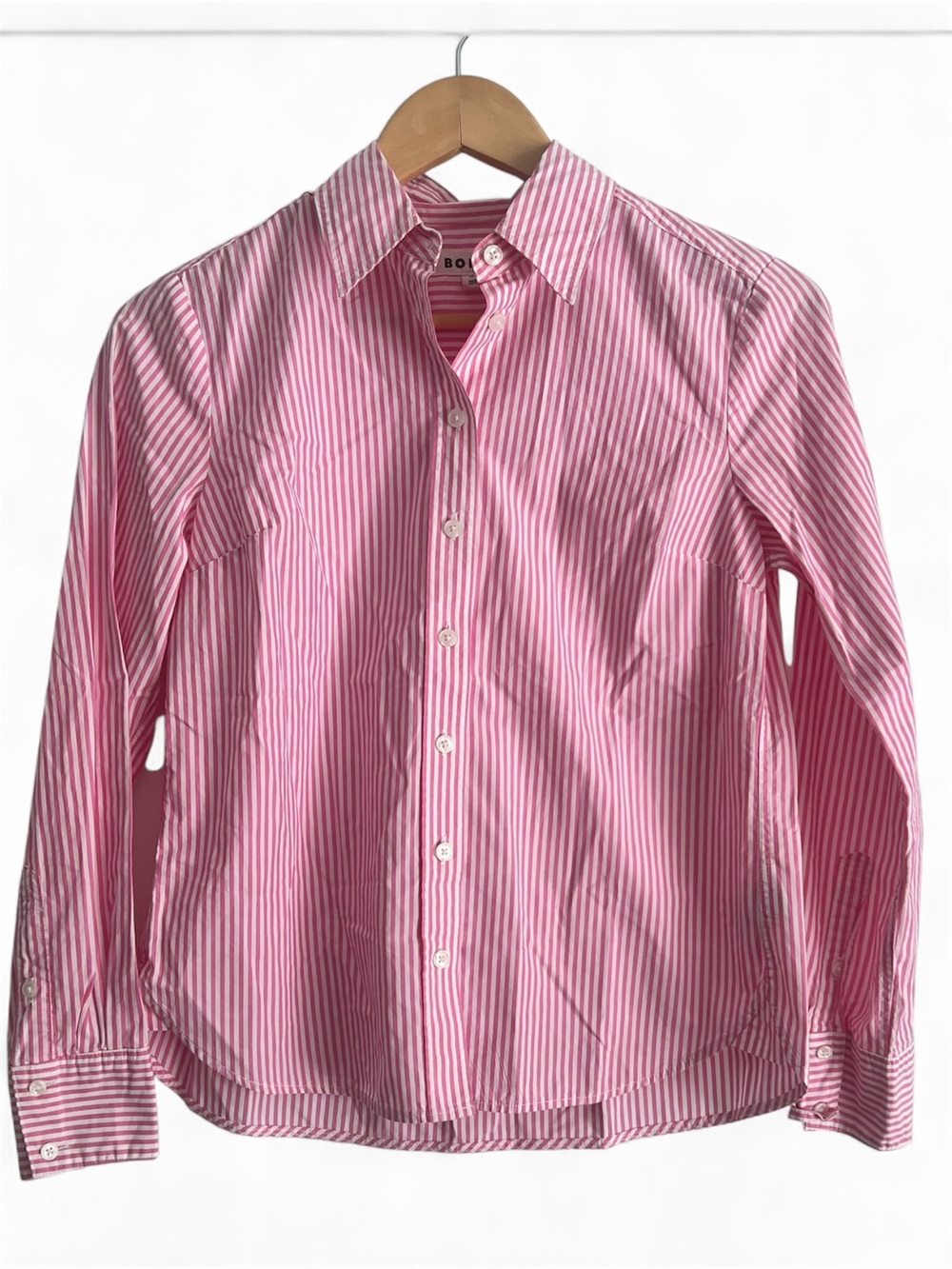 Boden Pink & White Striped Button-Up Shirt Long Sleeve Petite 2P